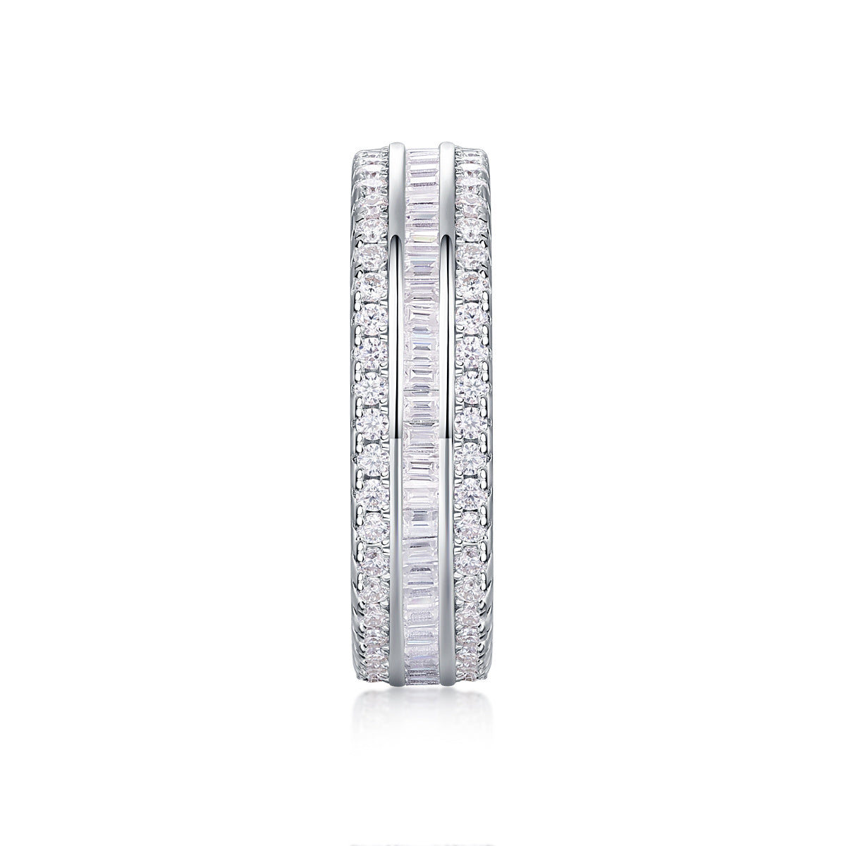 Three Row Diamond Ring Luxury Fashion Set Moissanite Silver Ring