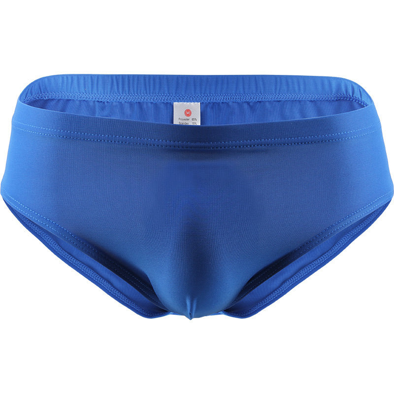 Men's Solid Color Low Waist Polyester Ice Silk Briefs