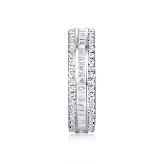 Three Row Diamond Ring Luxury Fashion Set Moissanite Silver Ring